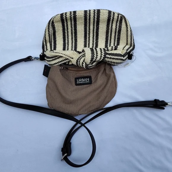 NWT Urban Expressions Black And White Stripe Casual Tracy Bag - Picture 6 of 6